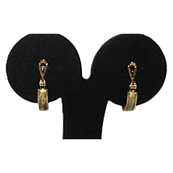 Monet 1" Pearl Enamel Gold-Tone Hoop Earrings Omega Back Women's Vintage - Picture 2 of 5